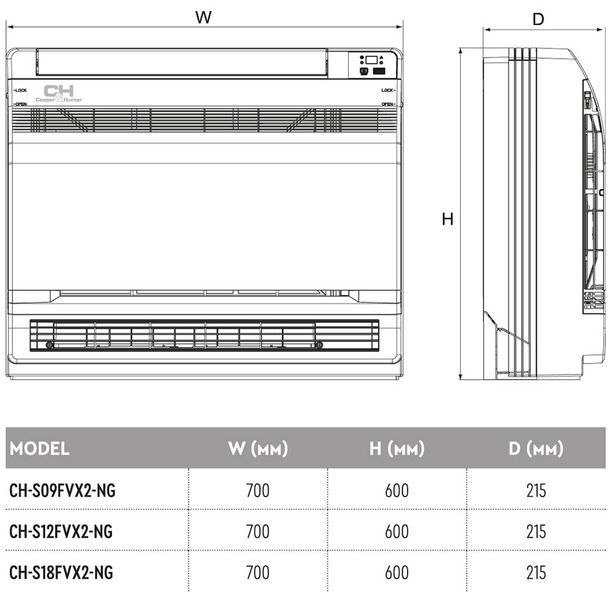 Кондиционер сплит-система Cooper&Hunter Inverter Console (Gen VI) CH-S18FVX2-NG CH17555 фото